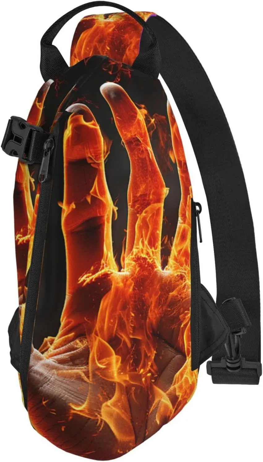 Sling Bag Crossbody Backpack for Men Women Fire Flame Hand Chest Bag Crossbody Bag for Travel Sport Running
