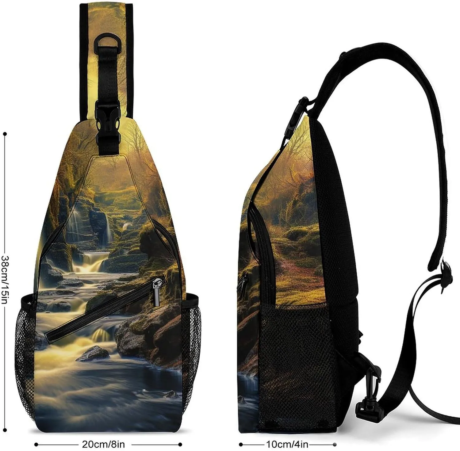 Sling Bag Crossbody Backpack for Men Women Milky Way Falls Chest Bag Crossbody Bag for Travel Sport Running