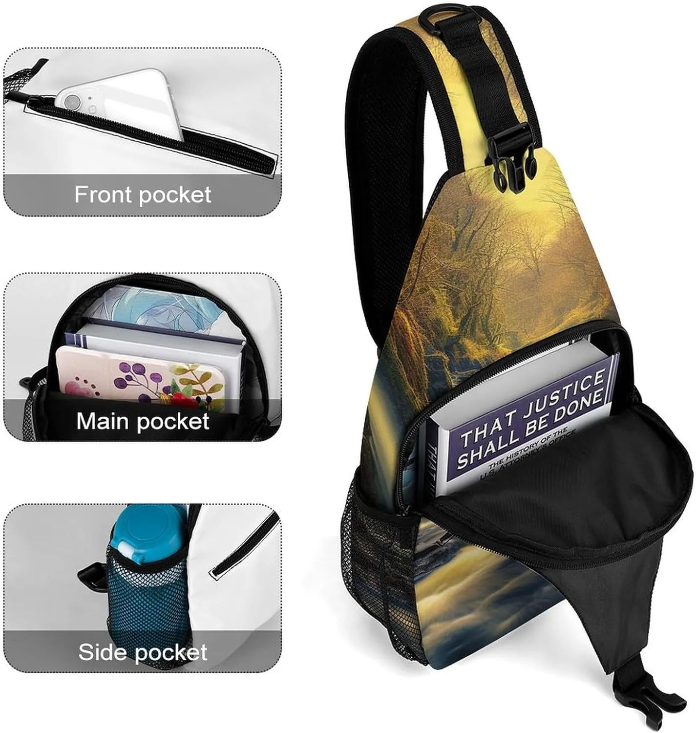 Sling Bag Crossbody Backpack for Men Women Milky Way Falls Chest Bag Crossbody Bag for Travel Sport Running