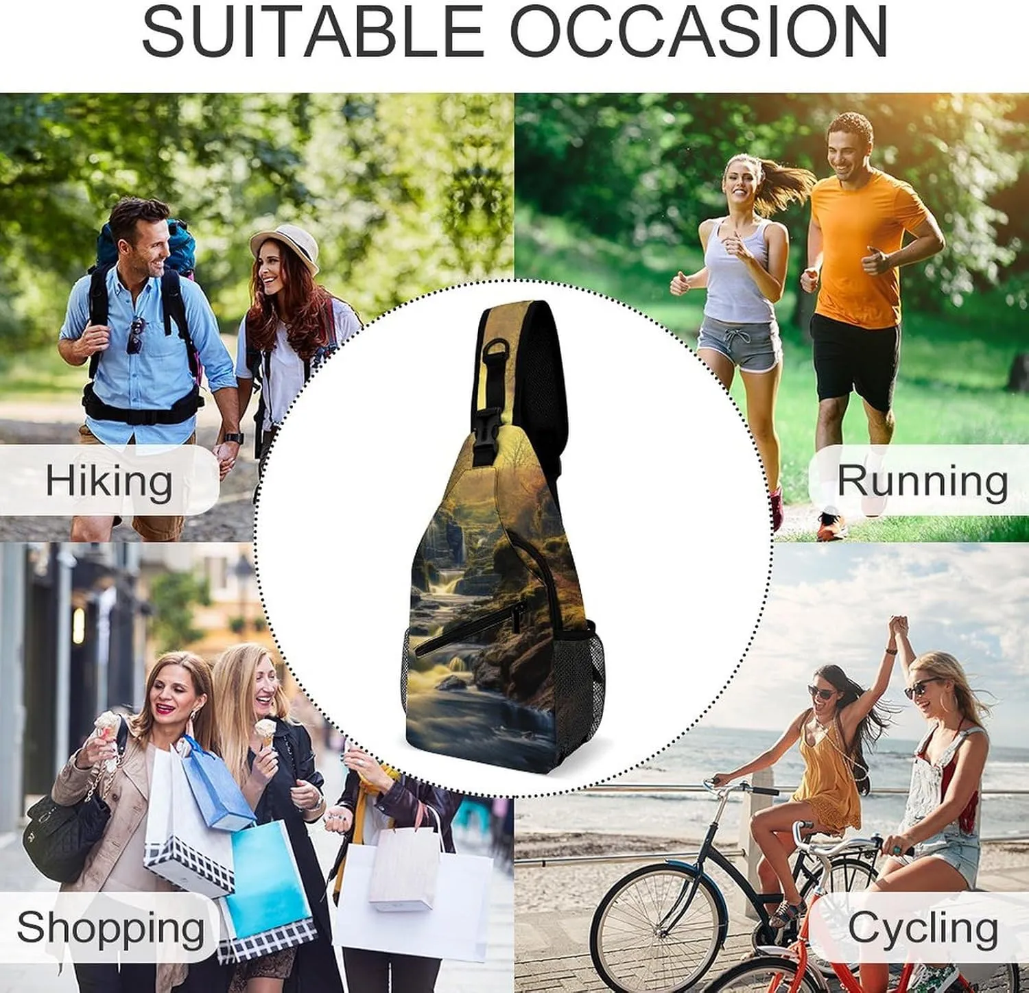 Sling Bag Crossbody Backpack for Men Women Milky Way Falls Chest Bag Crossbody Bag for Travel Sport Running