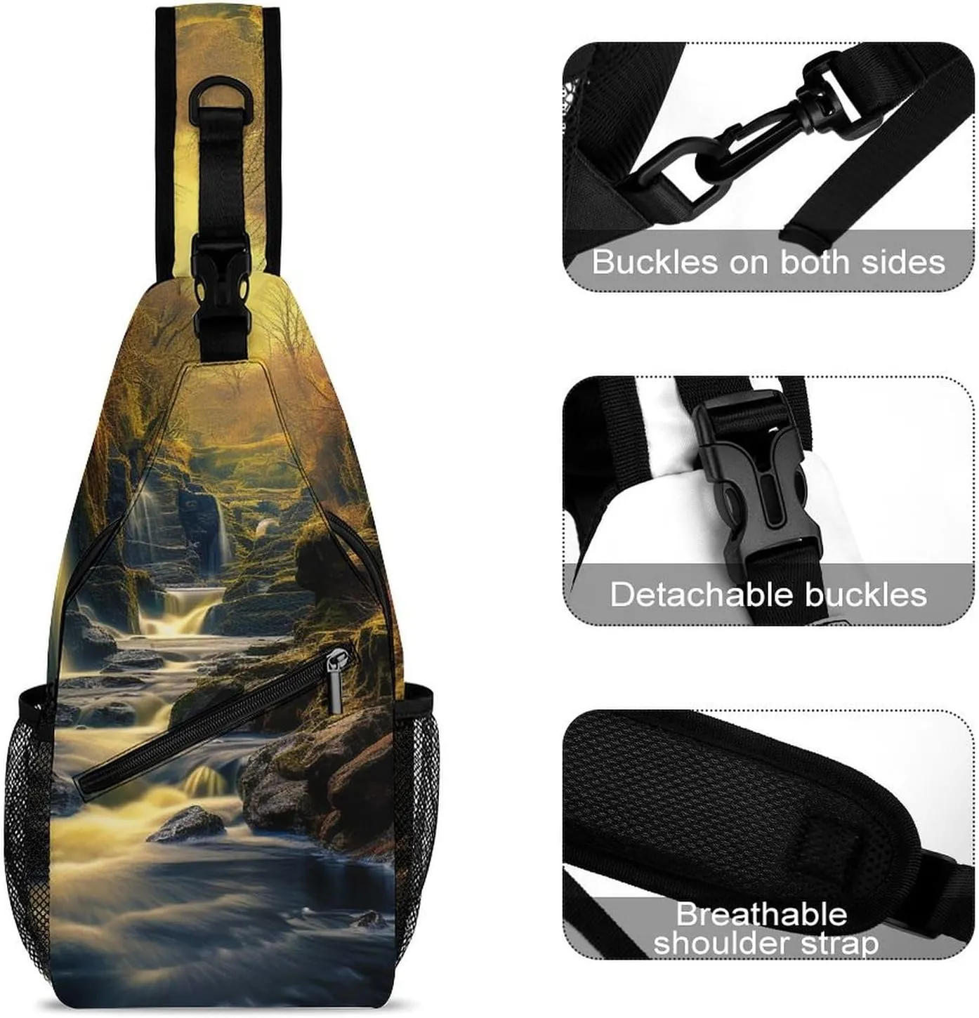 Sling Bag Crossbody Backpack for Men Women Milky Way Falls Chest Bag Crossbody Bag for Travel Sport Running