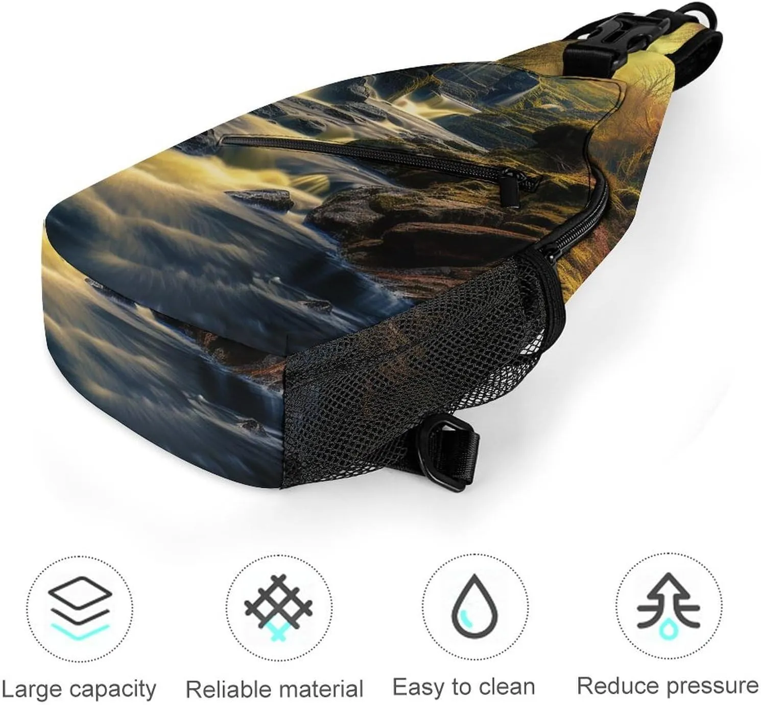 Sling Bag Crossbody Backpack for Men Women Milky Way Falls Chest Bag Crossbody Bag for Travel Sport Running