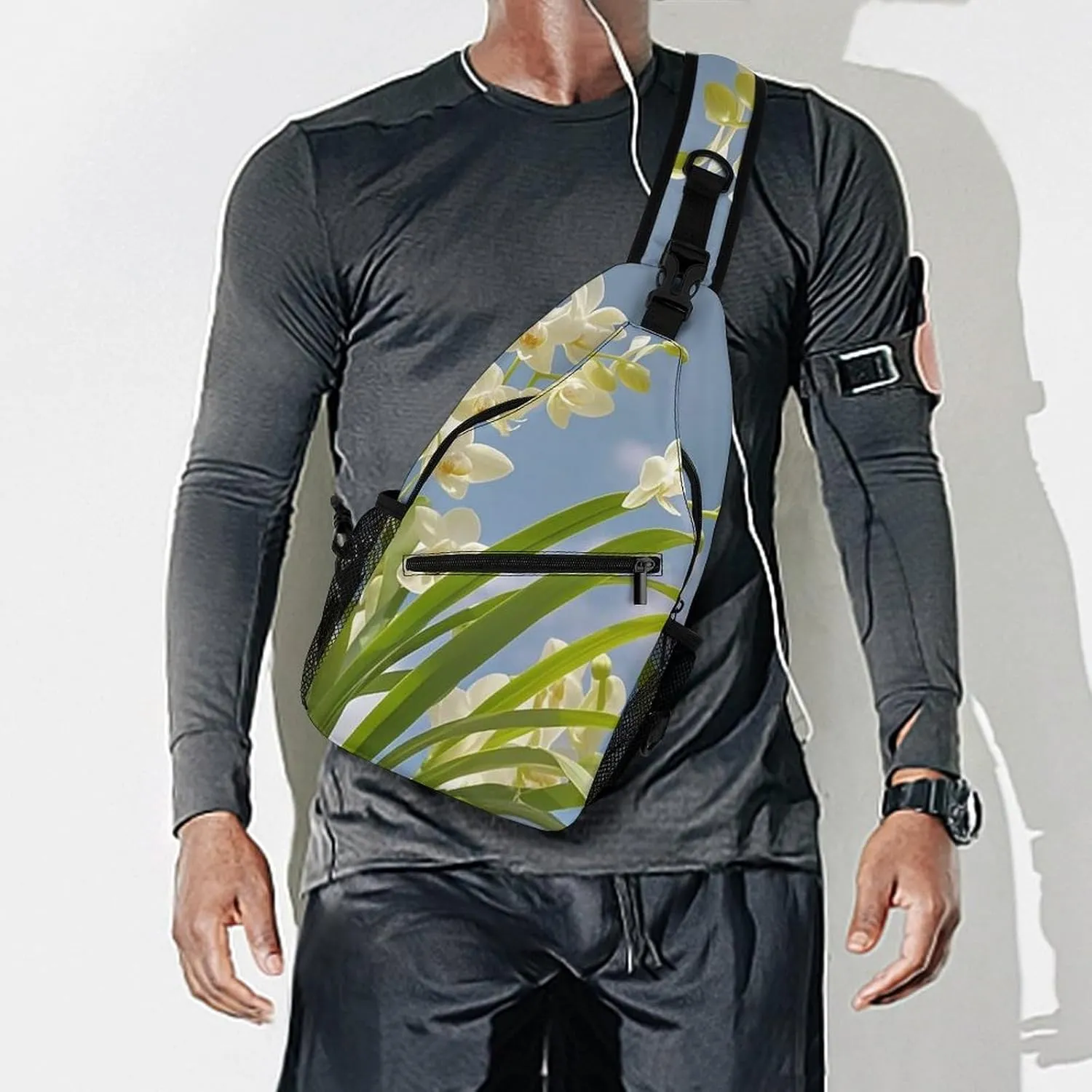 Sling Bag Crossbody Backpack for Men Women Orchid Flower Fresh Spring Chest Bag Crossbody Bag for Travel Sport Running