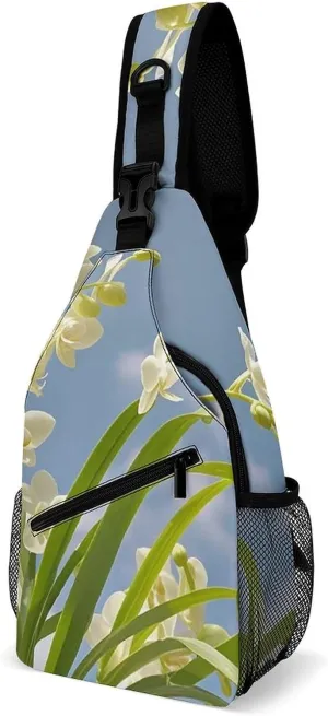 Sling Bag Crossbody Backpack for Men Women Orchid Flower Fresh Spring Chest Bag Crossbody Bag for Travel Sport Running