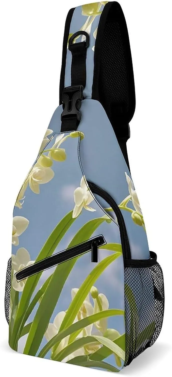 Sling Bag Crossbody Backpack for Men Women Orchid Flower Fresh Spring Chest Bag Crossbody Bag for Travel Sport Running
