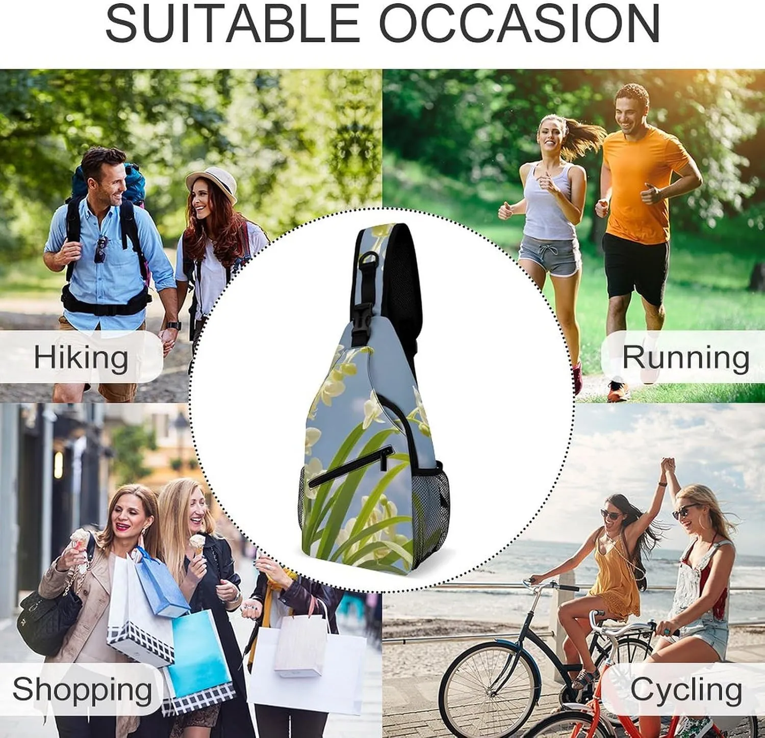 Sling Bag Crossbody Backpack for Men Women Orchid Flower Fresh Spring Chest Bag Crossbody Bag for Travel Sport Running