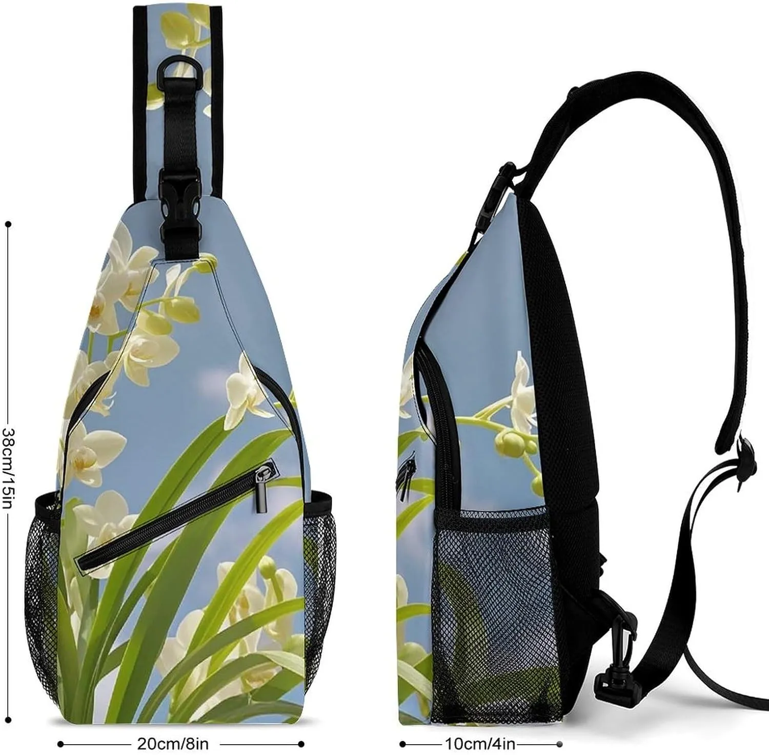 Sling Bag Crossbody Backpack for Men Women Orchid Flower Fresh Spring Chest Bag Crossbody Bag for Travel Sport Running