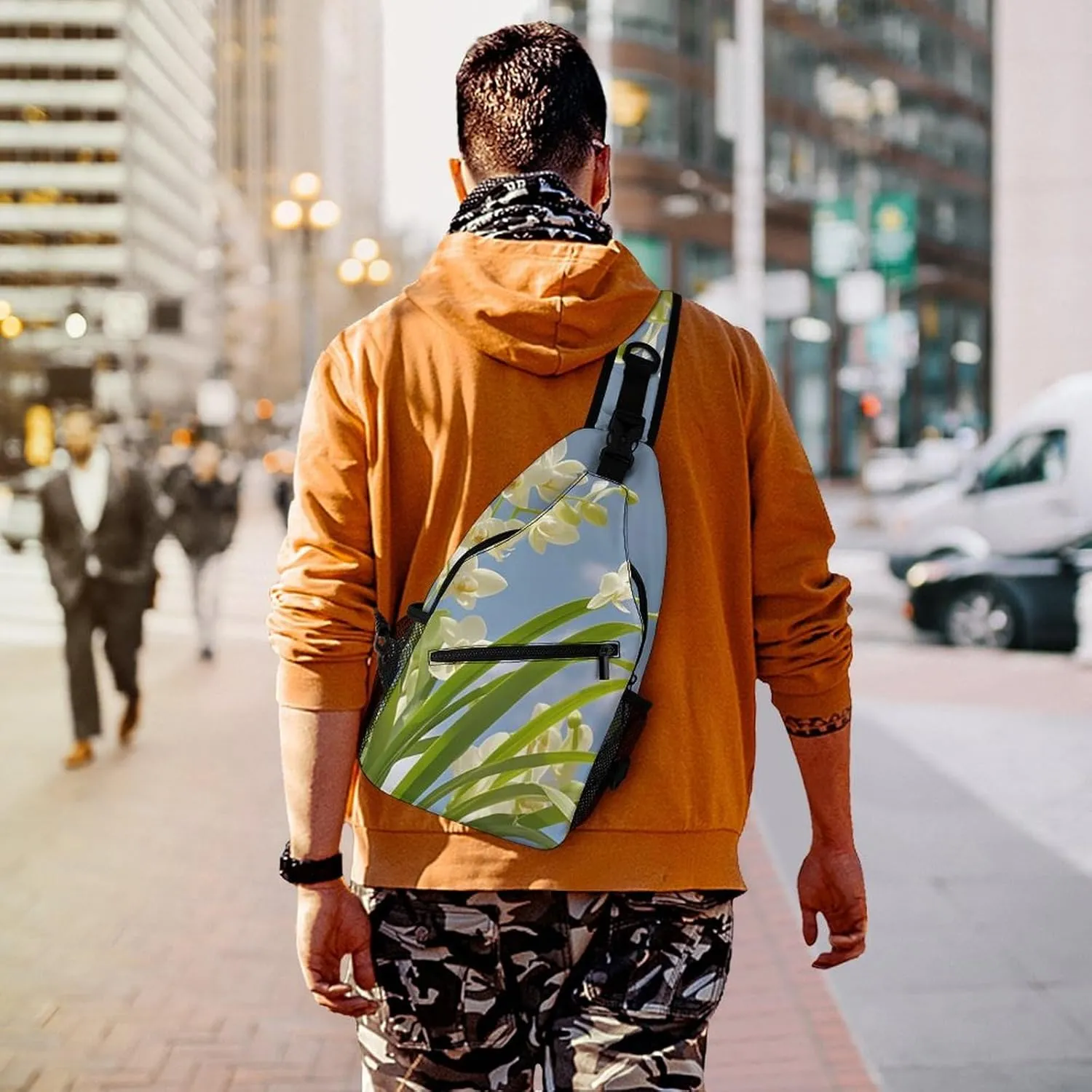 Sling Bag Crossbody Backpack for Men Women Orchid Flower Fresh Spring Chest Bag Crossbody Bag for Travel Sport Running