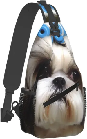 Sling Bag Crossbody Backpack for Men Women Shih Tzu Dog Chest Bag Crossbody Bag for Travel Sport Running
