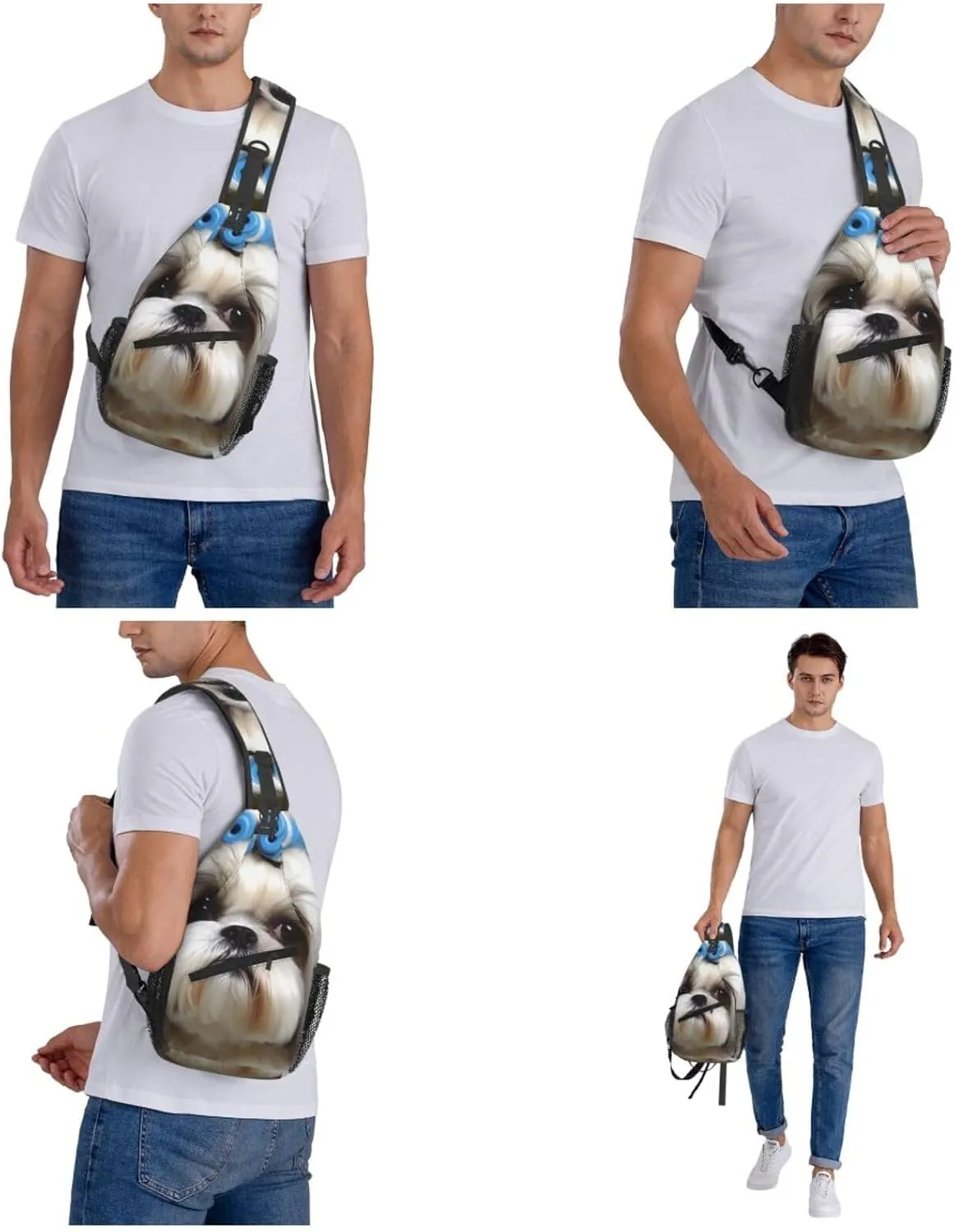 Sling Bag Crossbody Backpack for Men Women Shih Tzu Dog Chest Bag Crossbody Bag for Travel Sport Running