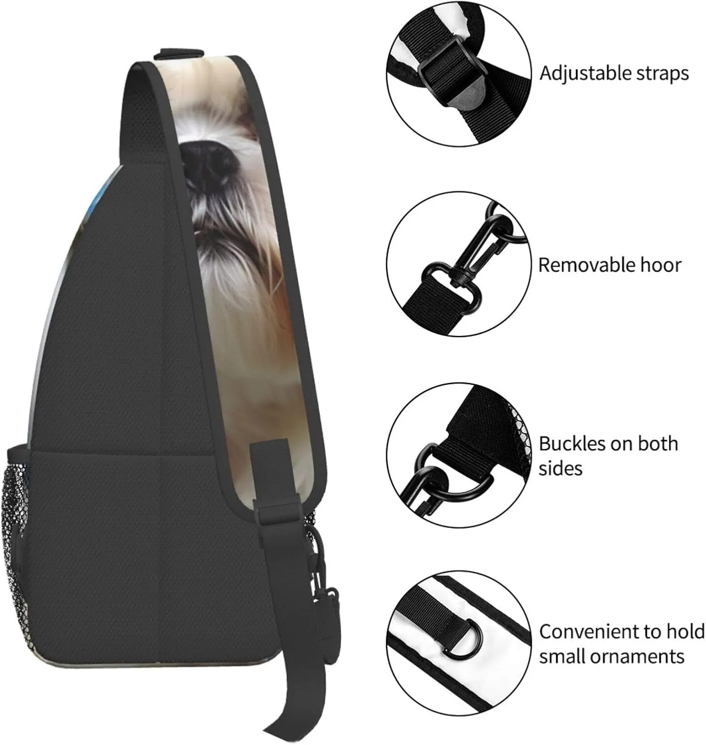 Sling Bag Crossbody Backpack for Men Women Shih Tzu Dog Chest Bag Crossbody Bag for Travel Sport Running