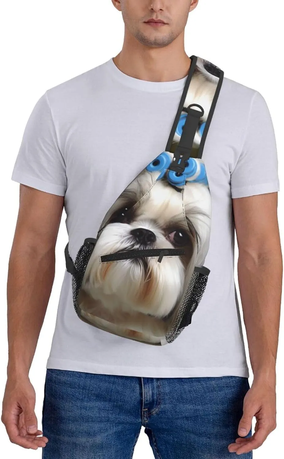 Sling Bag Crossbody Backpack for Men Women Shih Tzu Dog Chest Bag Crossbody Bag for Travel Sport Running