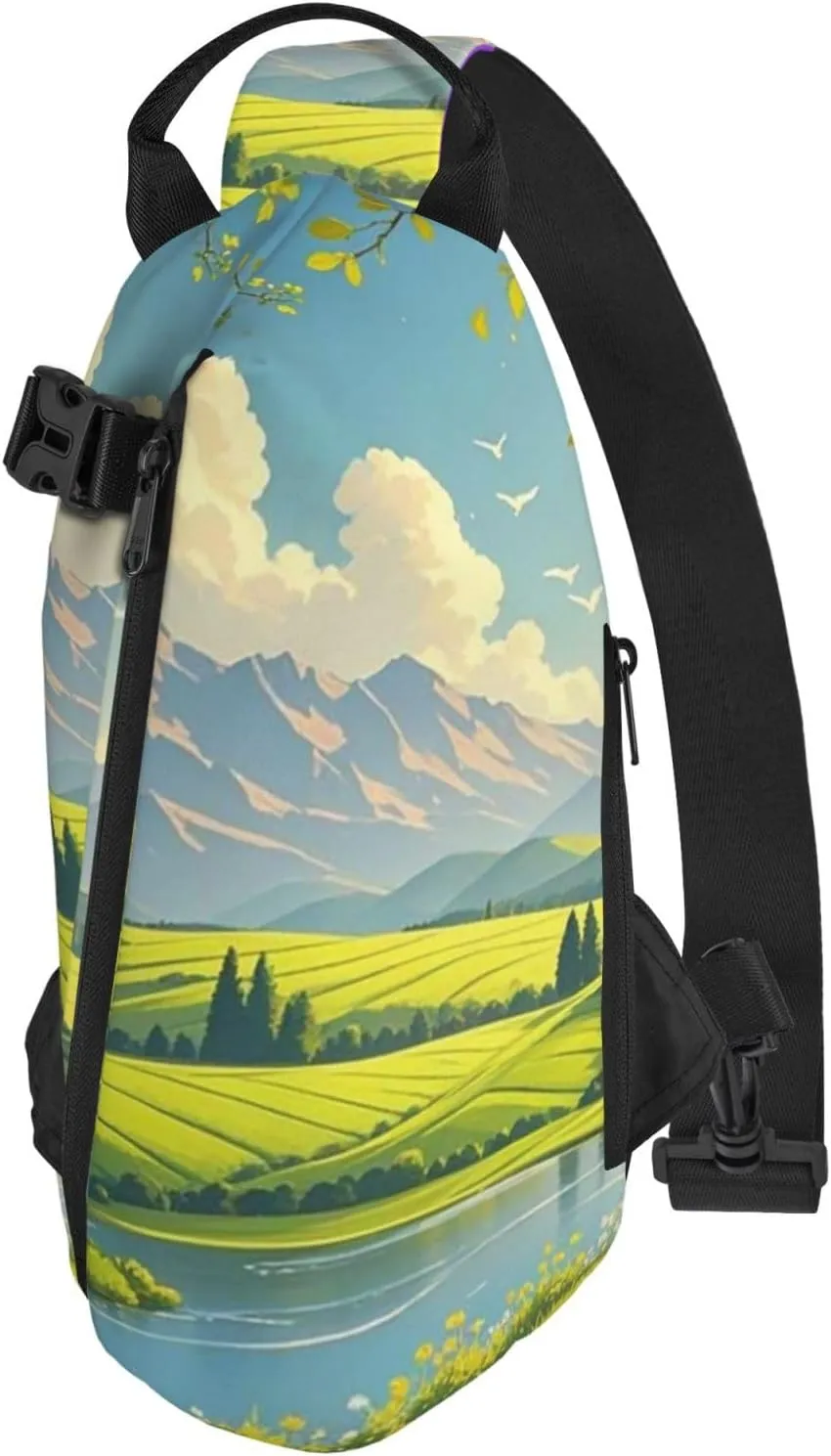 Sling Bag Crossbody Backpack for Men Women Spring Nature Landscape Chest Bag Crossbody Bag for Travel Sport Running