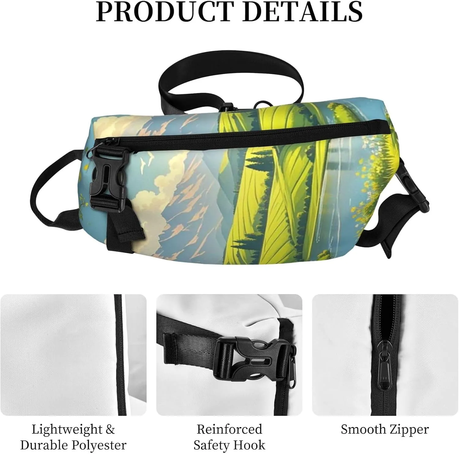 Sling Bag Crossbody Backpack for Men Women Spring Nature Landscape Chest Bag Crossbody Bag for Travel Sport Running