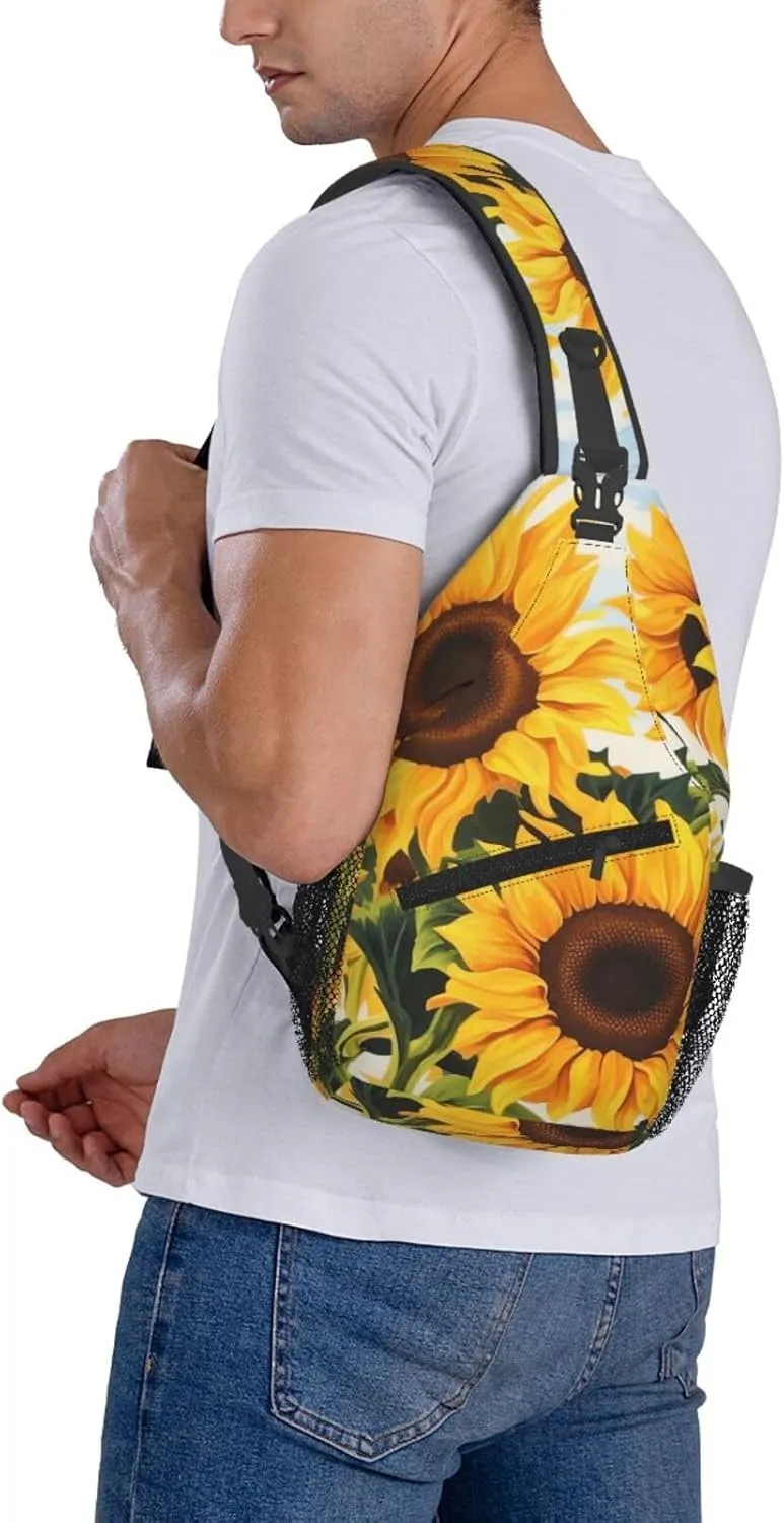 Sling Bag Crossbody Backpack for Men Women Sunflower Painting Chest Bag Crossbody Bag for Travel Sport Running