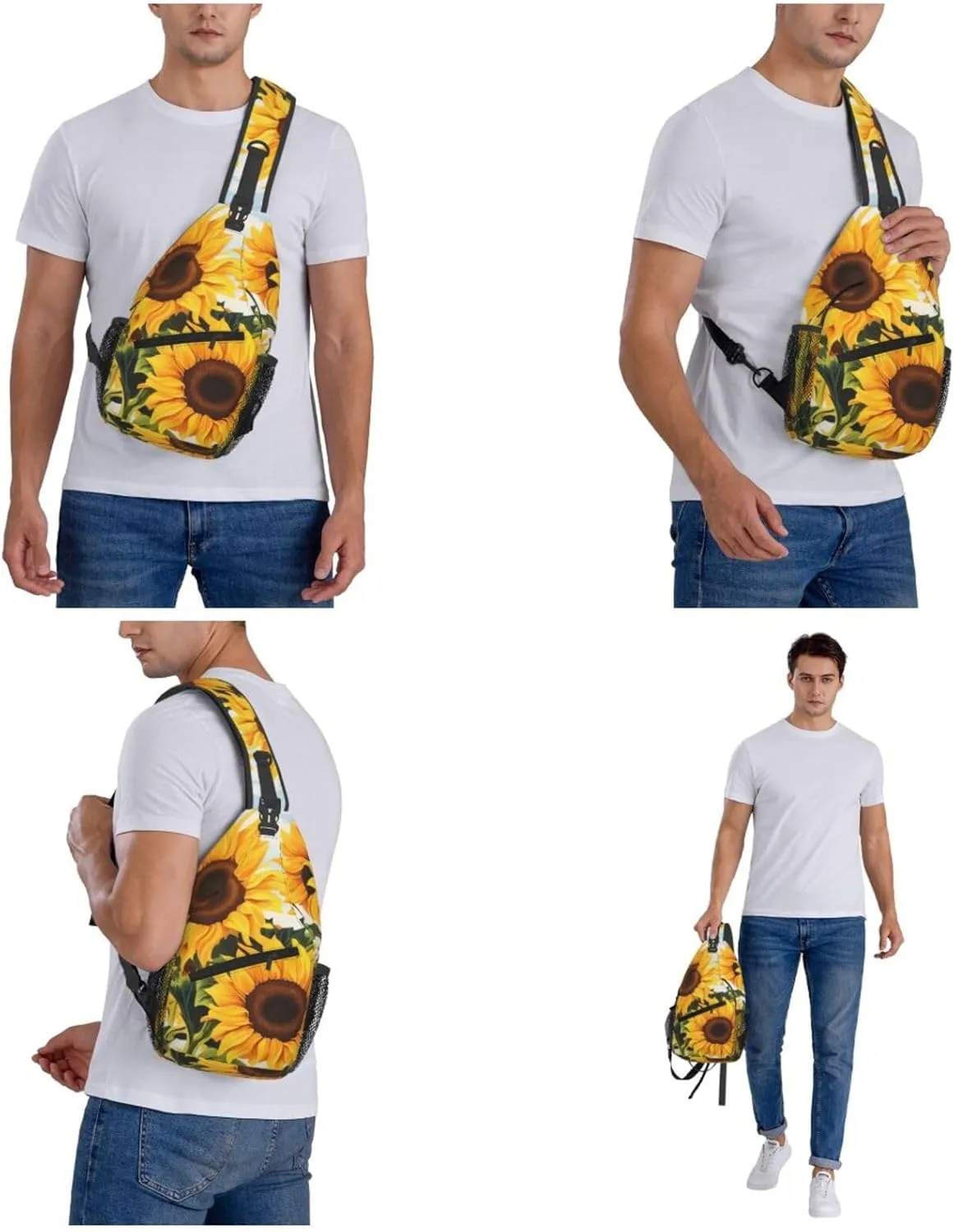 Sling Bag Crossbody Backpack for Men Women Sunflower Painting Chest Bag Crossbody Bag for Travel Sport Running
