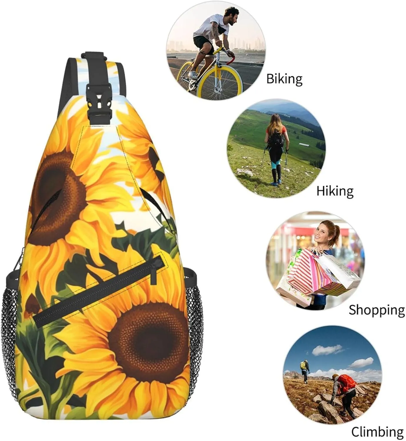 Sling Bag Crossbody Backpack for Men Women Sunflower Painting Chest Bag Crossbody Bag for Travel Sport Running