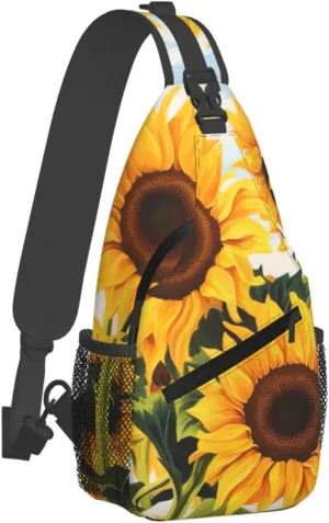 Sling Bag Crossbody Backpack for Men Women Sunflower Painting Chest Bag Crossbody Bag for Travel Sport Running
