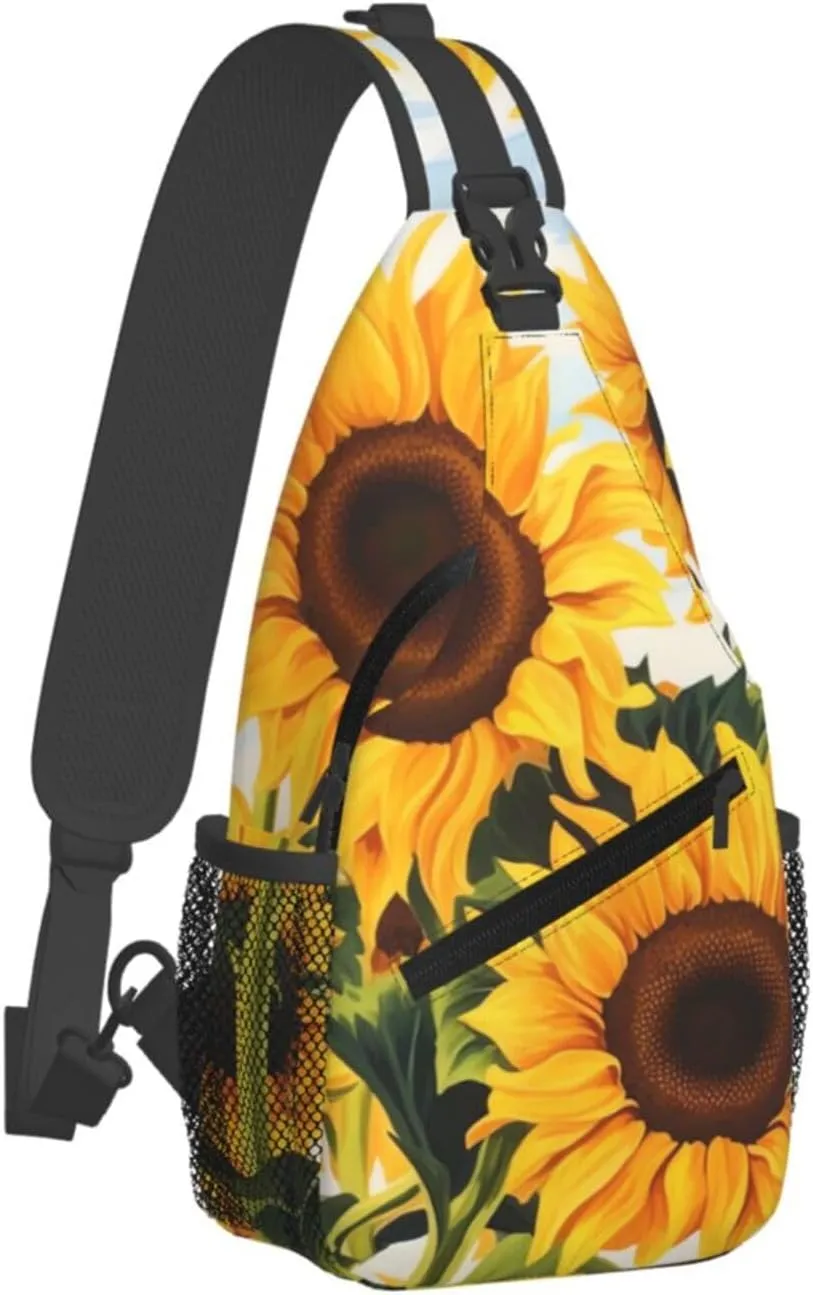 Sling Bag Crossbody Backpack for Men Women Sunflower Painting Chest Bag Crossbody Bag for Travel Sport Running