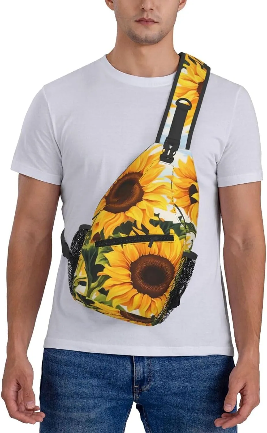 Sling Bag Crossbody Backpack for Men Women Sunflower Painting Chest Bag Crossbody Bag for Travel Sport Running