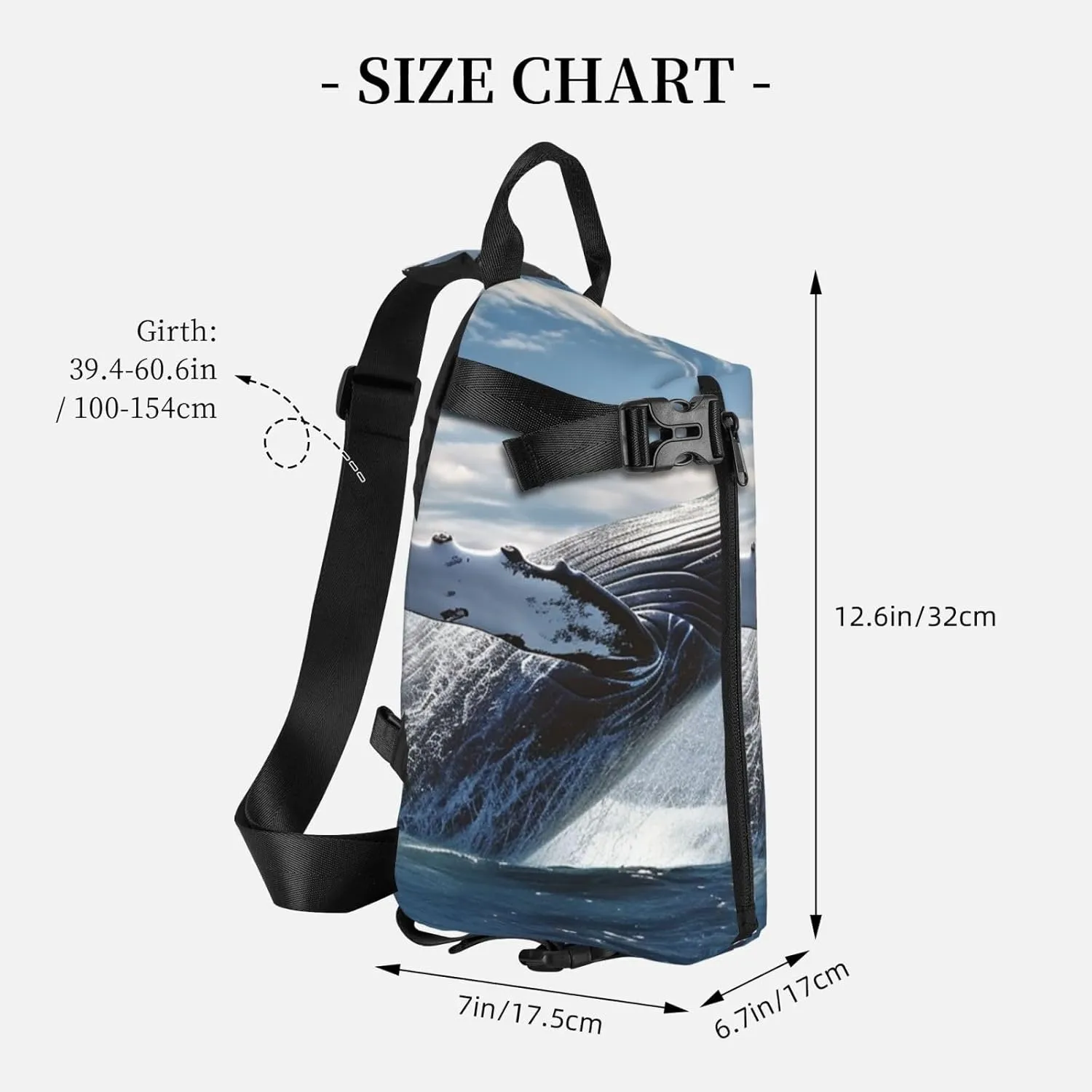 Sling Bag Crossbody Backpack for Men Women Whale Above Sea Water in The Ocean Chest Bag Crossbody Bag for Travel Sport Running