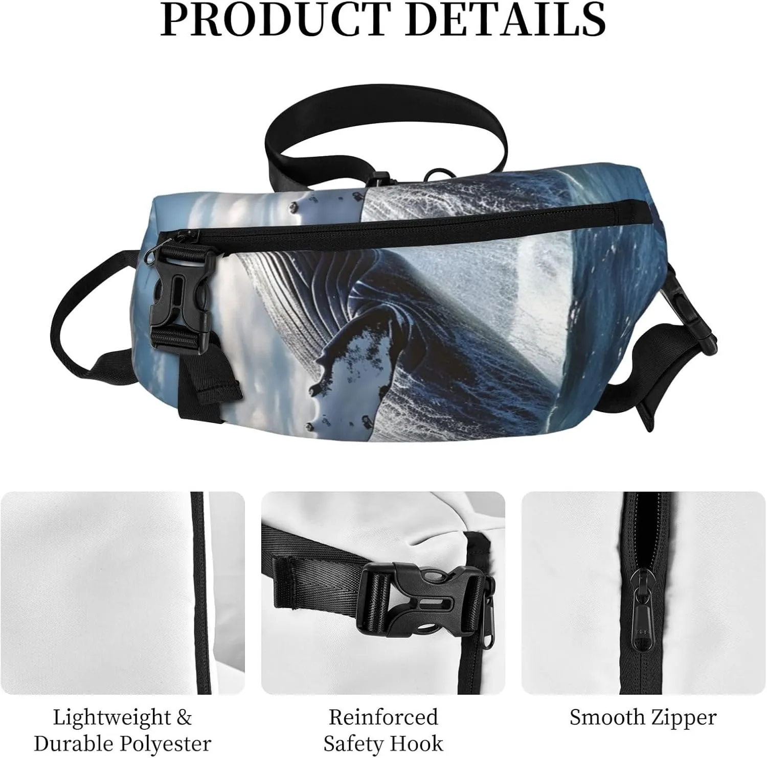 Sling Bag Crossbody Backpack for Men Women Whale Above Sea Water in The Ocean Chest Bag Crossbody Bag for Travel Sport Running