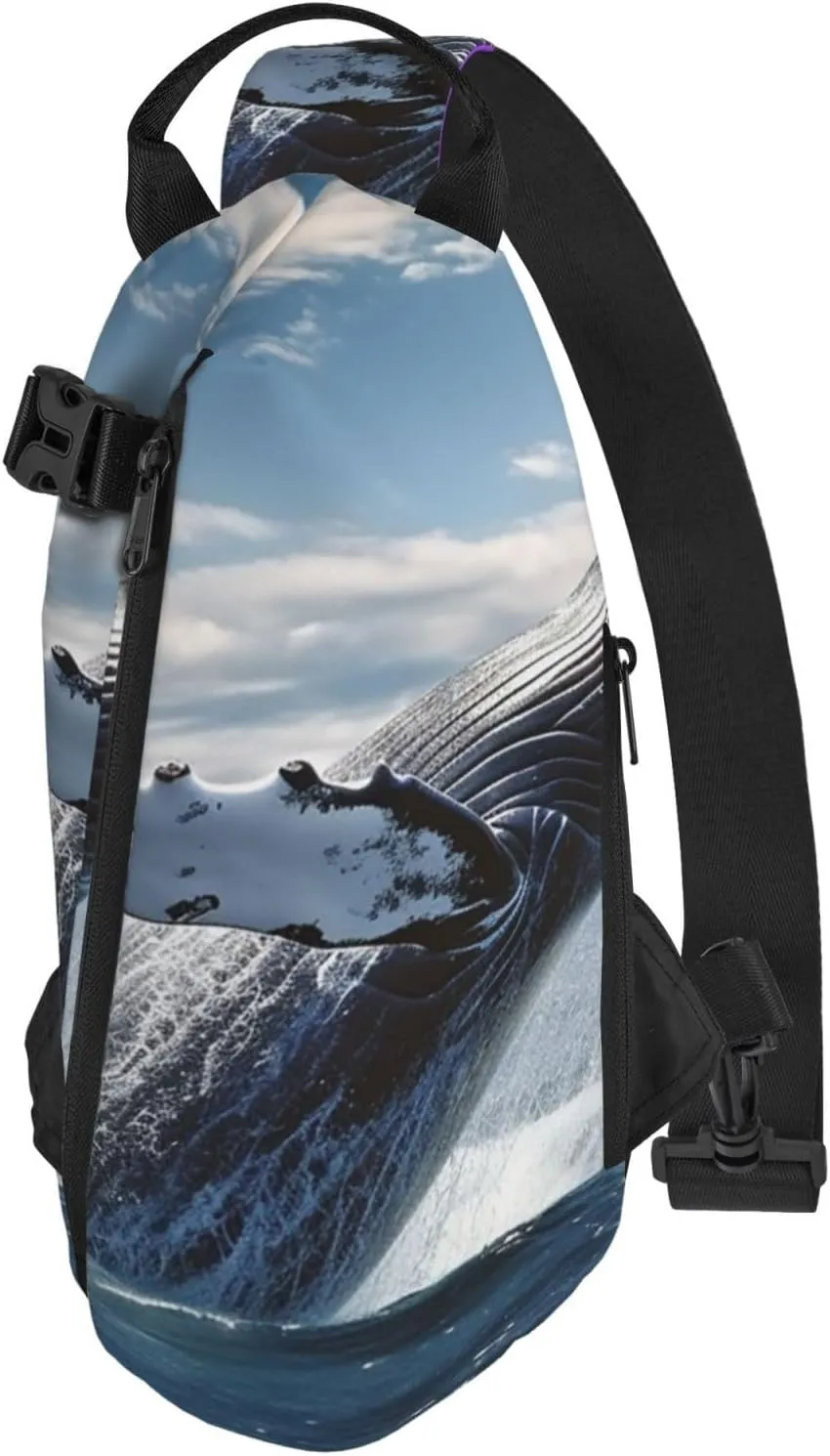 Sling Bag Crossbody Backpack for Men Women Whale Above Sea Water in The Ocean Chest Bag Crossbody Bag for Travel Sport Running