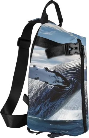 Sling Bag Crossbody Backpack for Men Women Whale Above Sea Water in The Ocean Chest Bag Crossbody Bag for Travel Sport Running