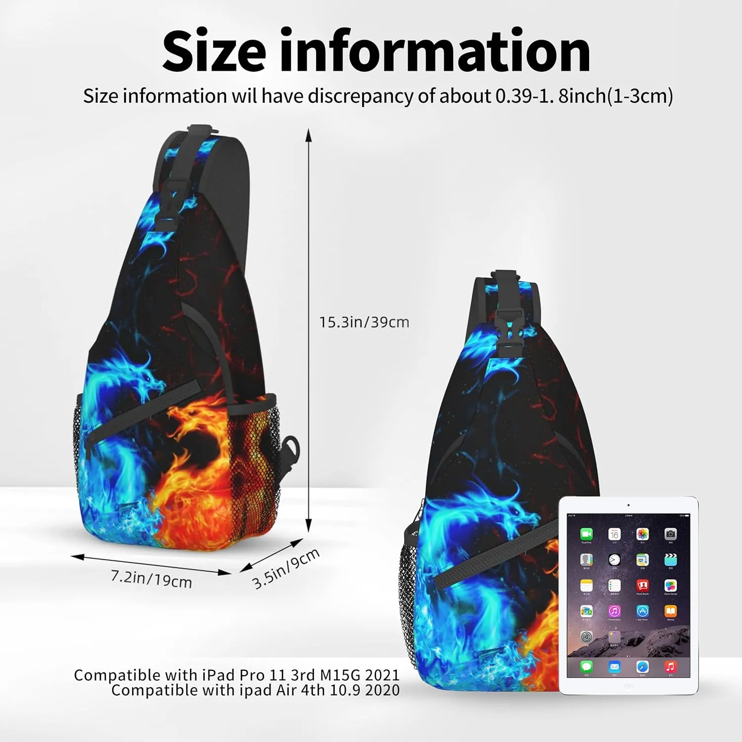 Sling Bag Flame Dragon Sling Backpack Crossbody Bag water resistant Shoulder Chest Bags for men women Travel Hiking Gym anti theft