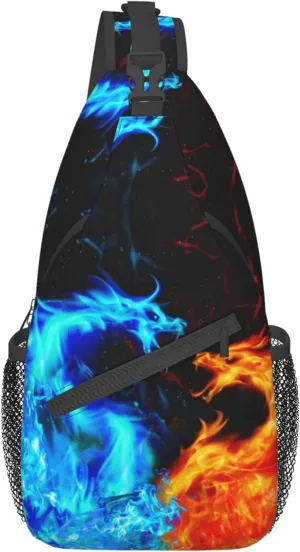 Sling Bag Flame Dragon Sling Backpack Crossbody Bag water resistant Shoulder Chest Bags for men women Travel Hiking Gym anti theft