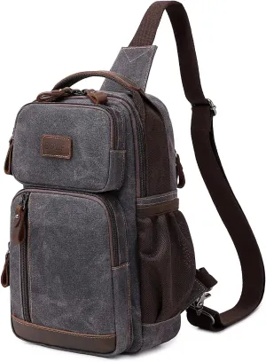Sling Bag for Men - Crossbody Chest Shoulder Bag Waterproof Waxed Canvas Sling Backpack Casual Daypack