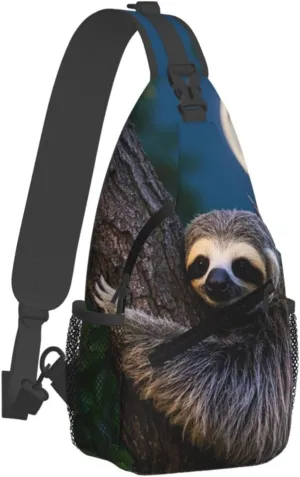 Sling Bag for Men Women Crossbody Backpack Hug tree sloth Crossbody Bag Chest Bag for Travel Sport
