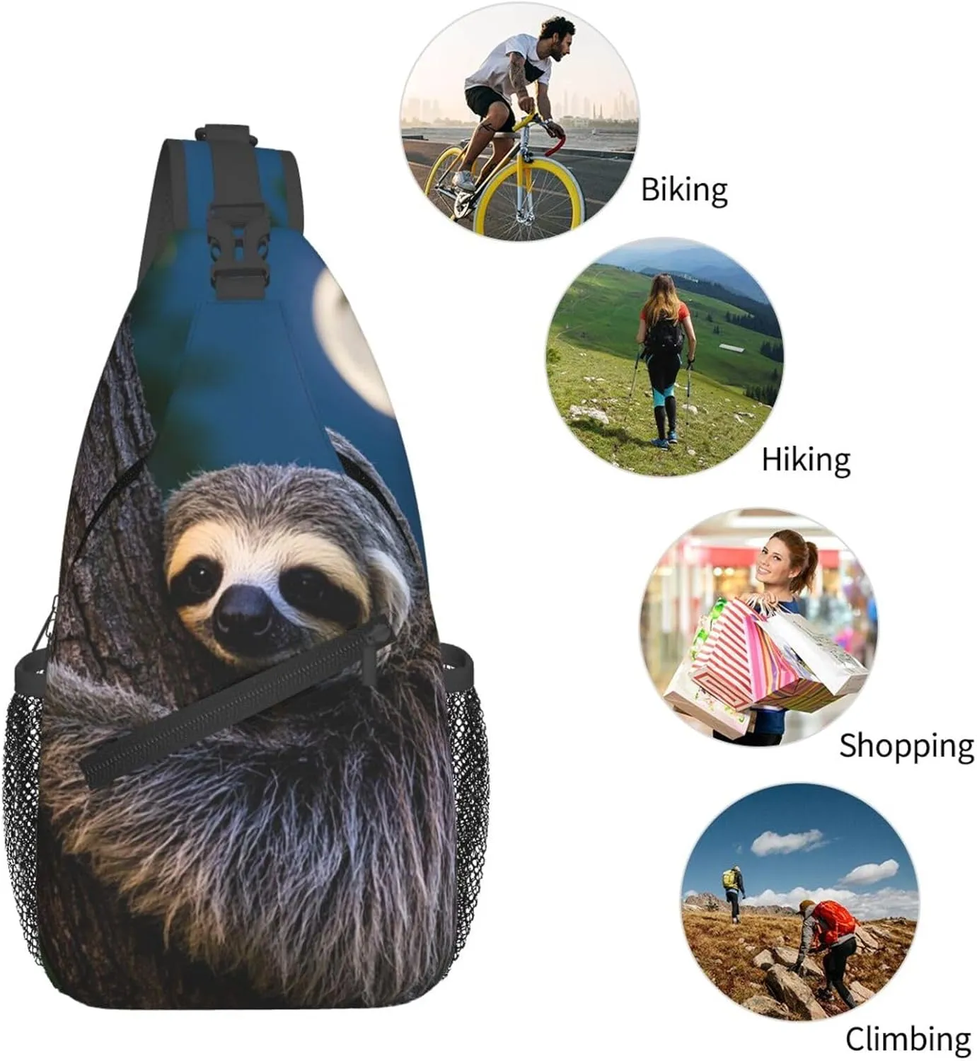 Sling Bag for Men Women Crossbody Backpack Hug tree sloth Crossbody Bag Chest Bag for Travel Sport