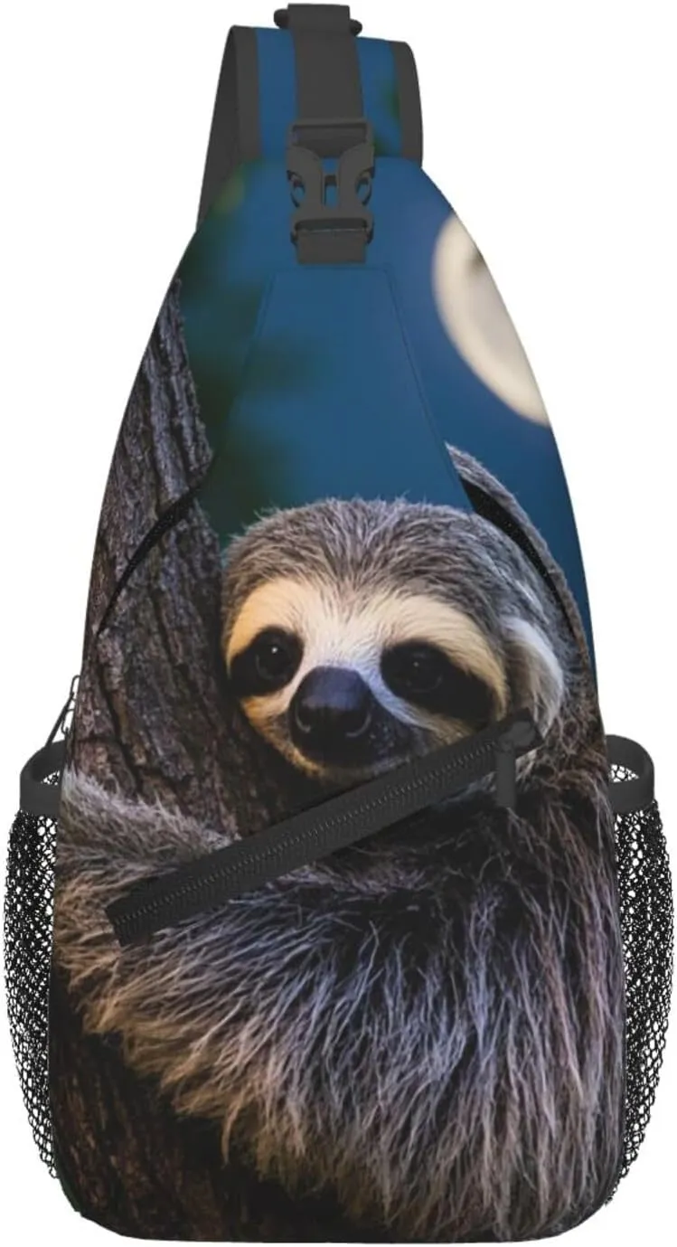 Sling Bag for Men Women Crossbody Backpack Hug tree sloth Crossbody Bag Chest Bag for Travel Sport