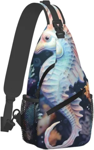 Sling Bag for Men Women Crossbody Backpack Seahorse and starfish Crossbody Bag Chest Bag for Travel Sport