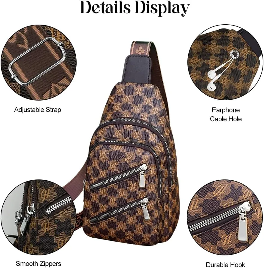 Sling Bag for Women Crossbody Bag Water- Resistant Leather Cross Body Sling Backpack Fanny Pack for Travel& Shopping