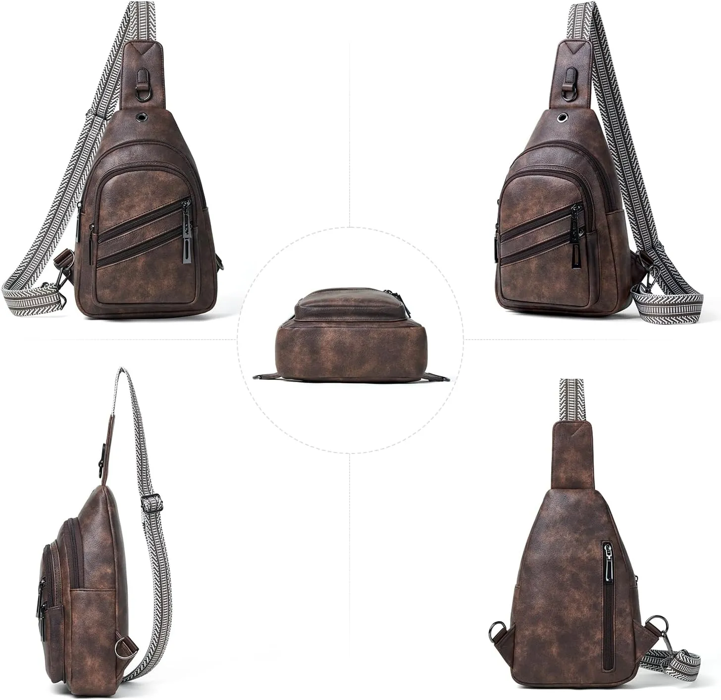 Sling Bag for Women Crossbody Purse Leather Crossbody Bag Fanny Pack Chest Pack for Travel Everyday Vacation