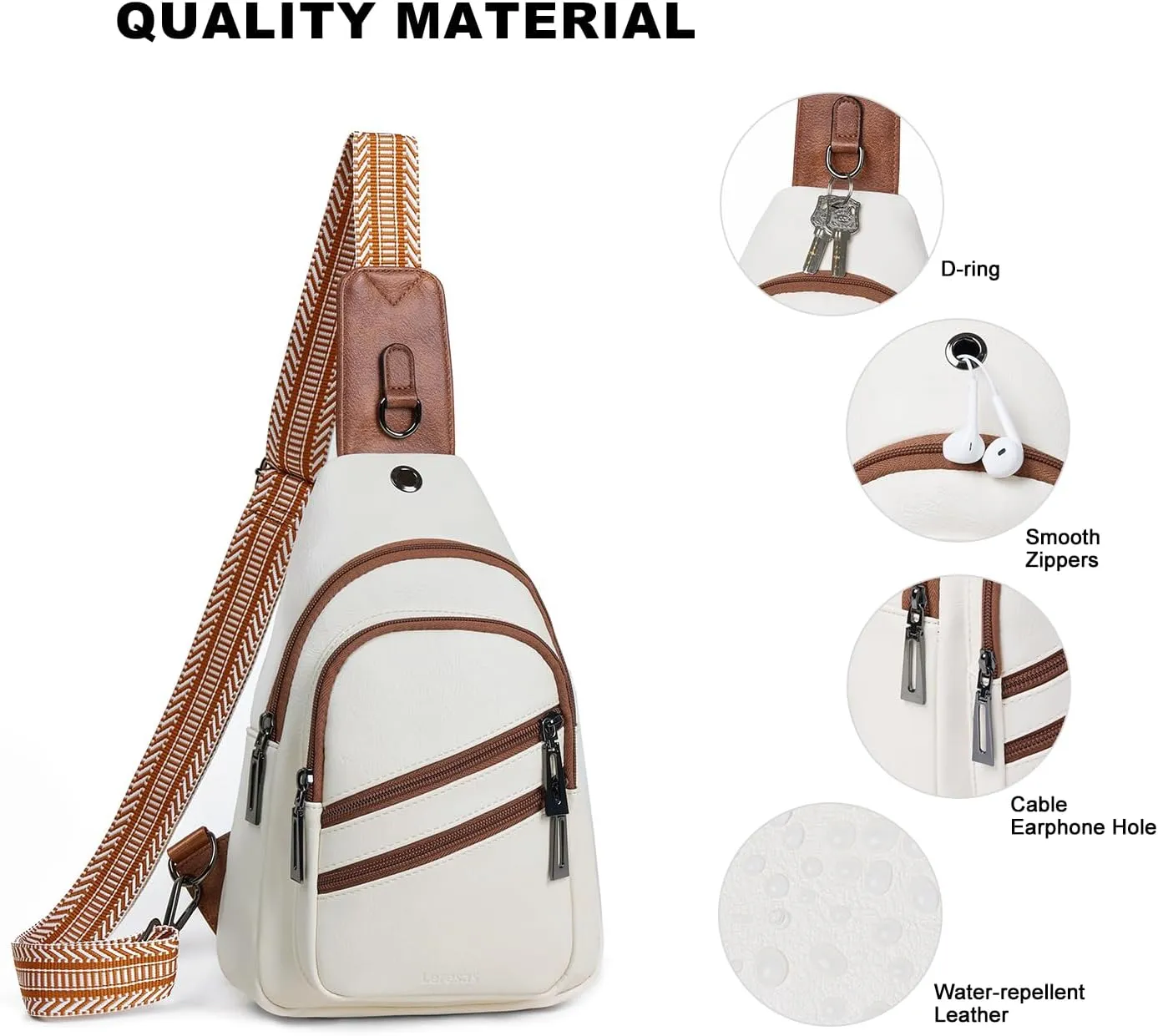 Sling Bag for Women Crossbody Purse Leather Crossbody Bag Fanny Pack Chest Pack for Travel Everyday Vacation