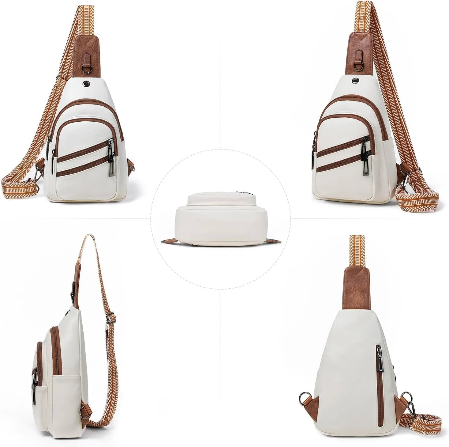 Sling Bag for Women Crossbody Purse Leather Crossbody Bag Fanny Pack Chest Pack for Travel Everyday Vacation