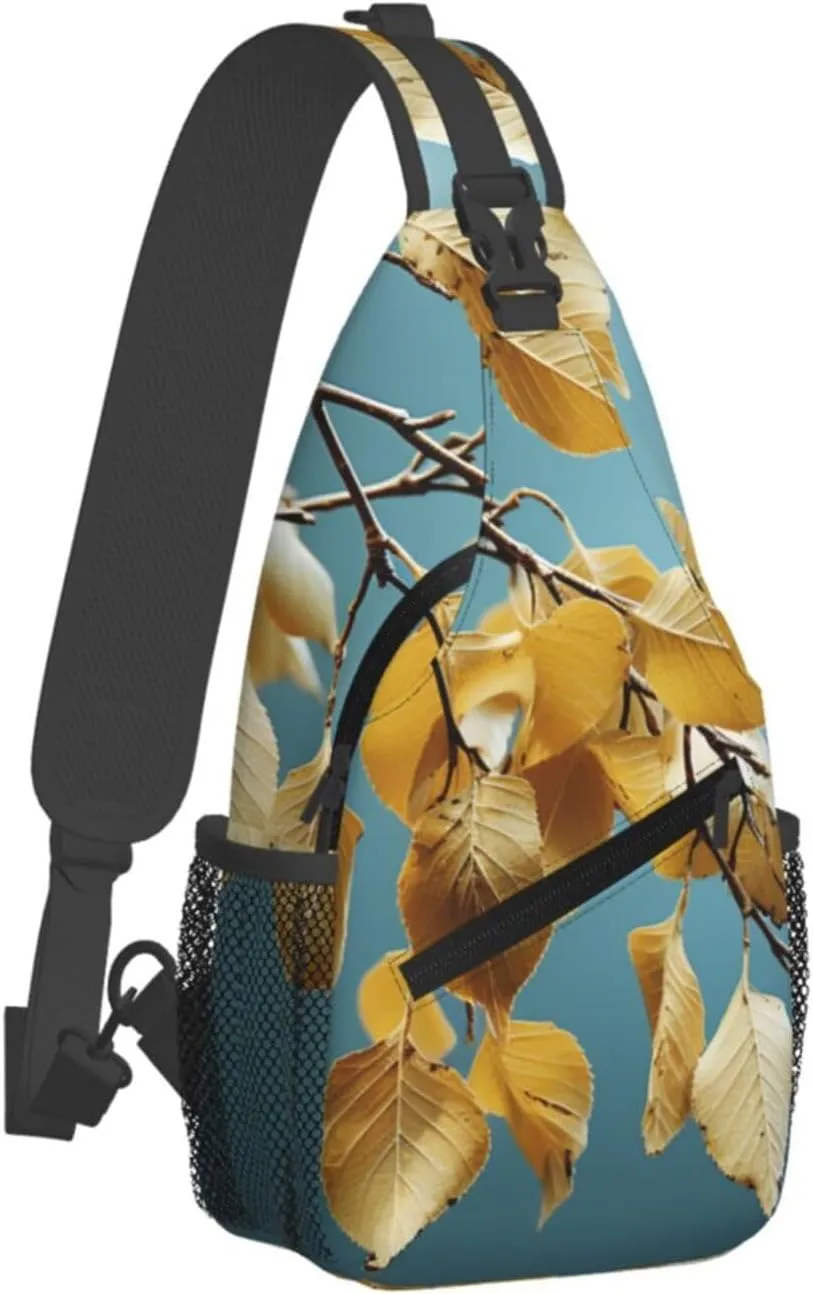Sling Bag for Women Men Crossbody Bag Birch leaves Chest Bag Sling Backpack Fanny Pack Casual Daypack for Travel