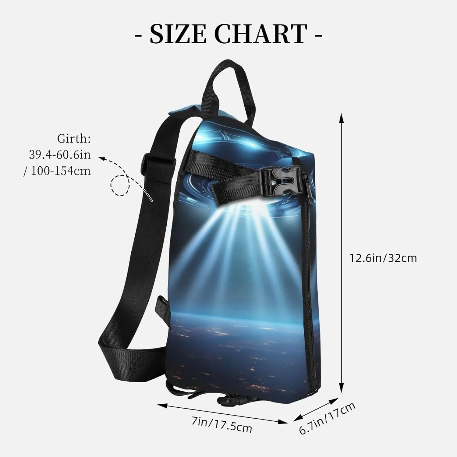 Sling Bag for Women Men Shoulder Bag Universe Landscape Painting Chest Bag Travel Fanny Pack Lightweight Casual Daypack, Ufo Spaceship, One Size