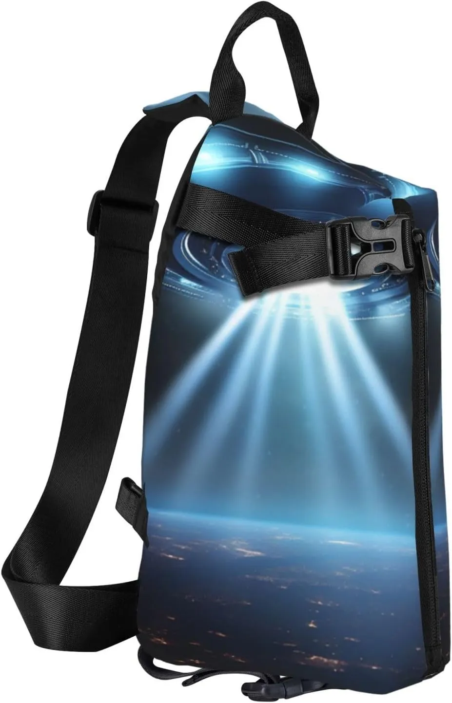 Sling Bag for Women Men Shoulder Bag Universe Landscape Painting Chest Bag Travel Fanny Pack Lightweight Casual Daypack, Ufo Spaceship, One Size