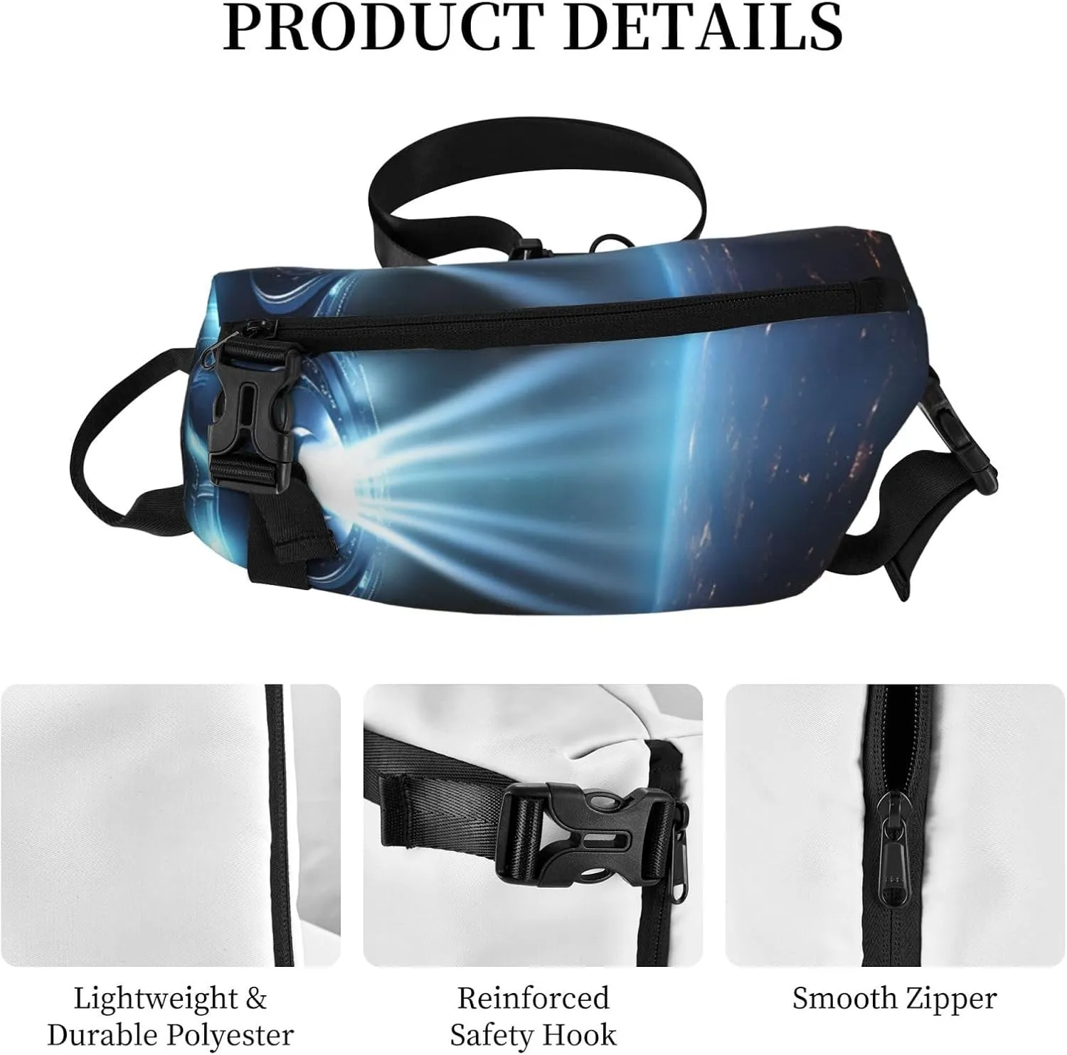 Sling Bag for Women Men Shoulder Bag Universe Landscape Painting Chest Bag Travel Fanny Pack Lightweight Casual Daypack, Ufo Spaceship, One Size