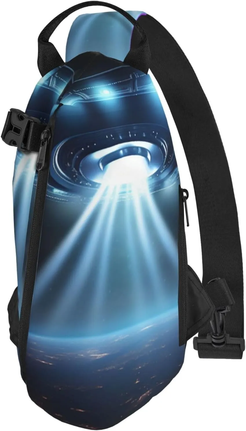 Sling Bag for Women Men Shoulder Bag Universe Landscape Painting Chest Bag Travel Fanny Pack Lightweight Casual Daypack, Ufo Spaceship, One Size