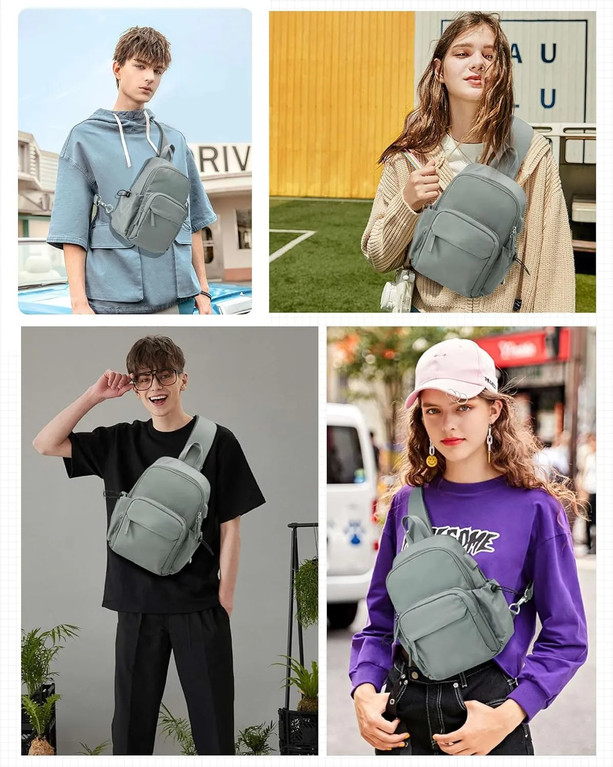 Sling Crossbody Bag for Men Women, Tactical Backpack Shoulder Daypack Mini Anti-Theft Motorcycle Chest Bags, Small One Strap Backpack for Casual Travel Hiking Outdoor Sports Green