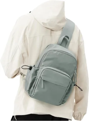 Sling Crossbody Bag for Men Women, Tactical Backpack Shoulder Daypack Mini Anti-Theft Motorcycle Chest Bags, Small One Strap Backpack for Casual Travel Hiking Outdoor Sports Green