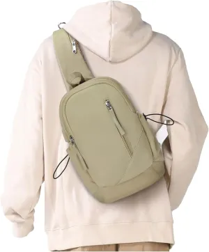 Sling Crossbody Bag for Men Women, Tactical Backpack Shoulder Daypack Mini Anti-Theft Motorcycle Chest Bags, Small One Strap Backpack for Casual Travel Hiking Outdoor Sports Khaki
