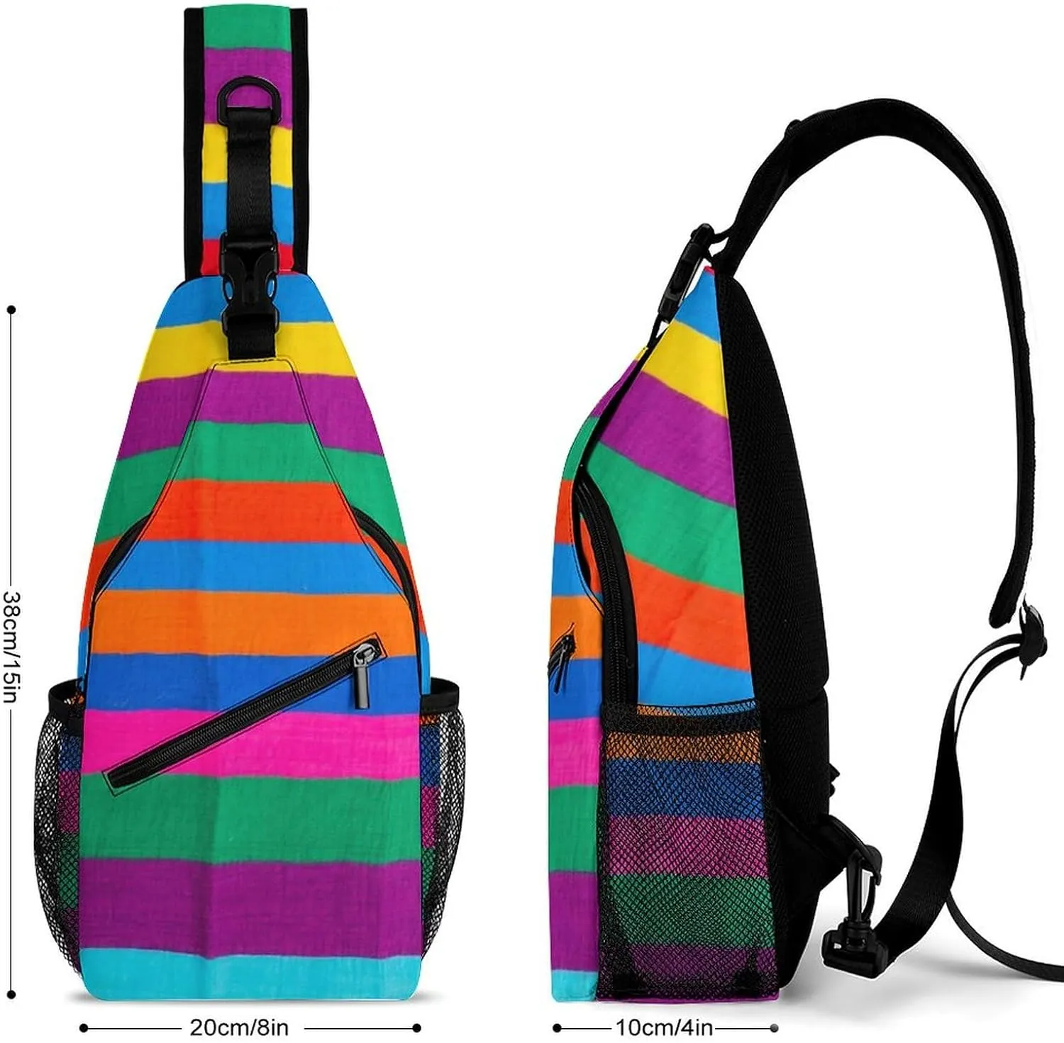 Sling Shoulder Backpack for Men Women Anti-Theft Multipurpose Travel Backpack Camping Outdoor Bag, Colorful Mexican Blanket Stripes Art Crossbody Daypacks Shoulder Packs
