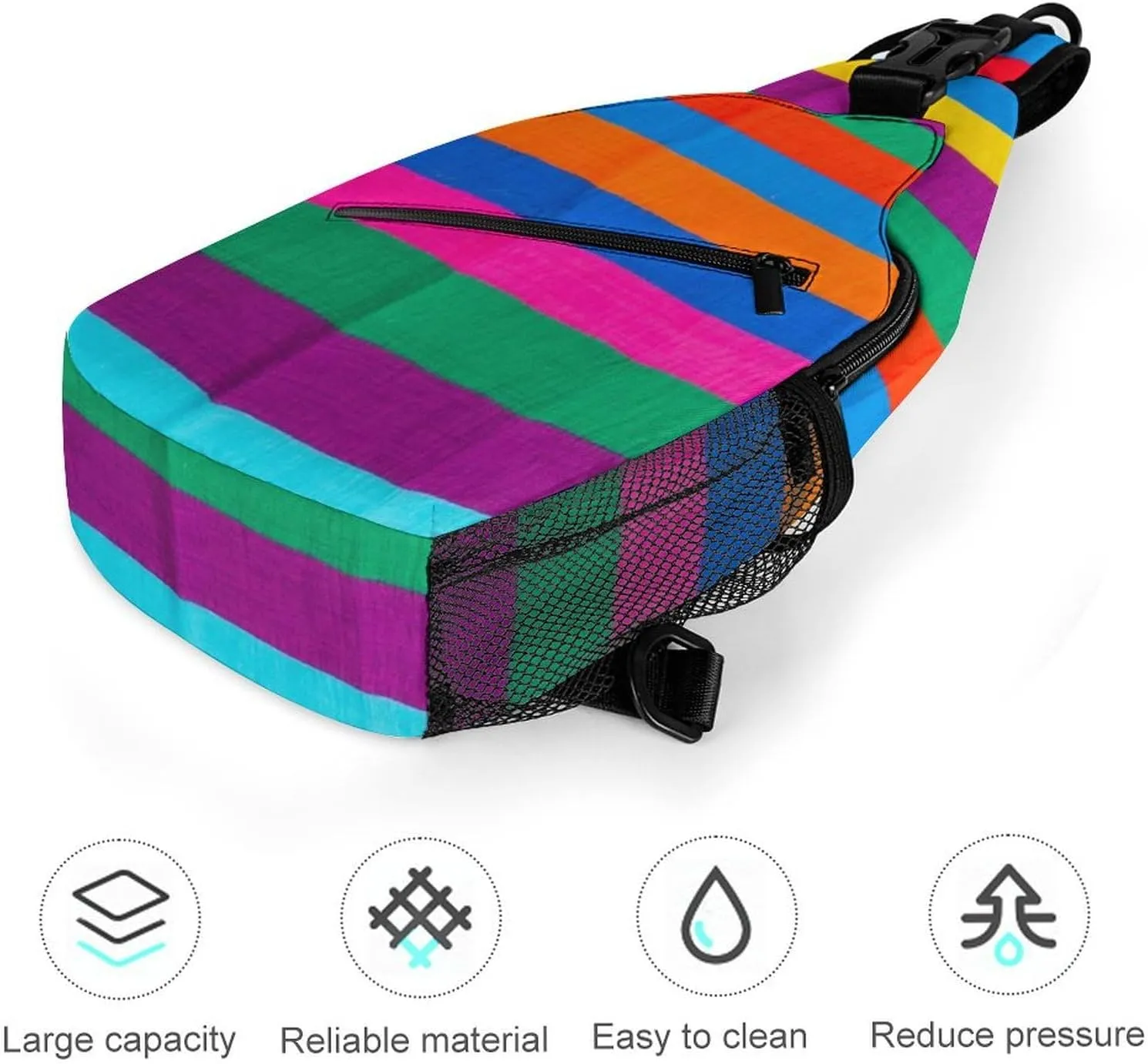 Sling Shoulder Backpack for Men Women Anti-Theft Multipurpose Travel Backpack Camping Outdoor Bag, Colorful Mexican Blanket Stripes Art Crossbody Daypacks Shoulder Packs