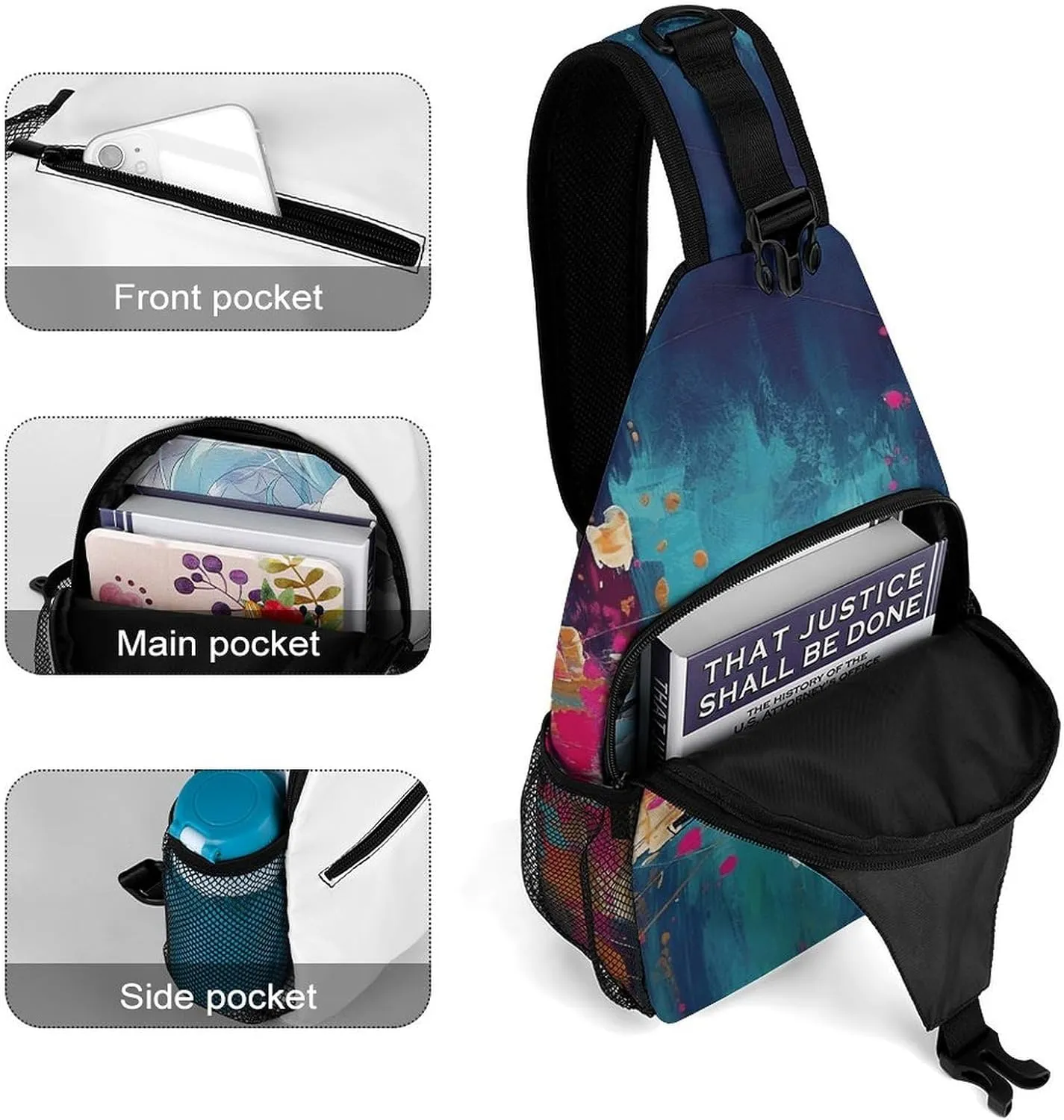 Small Crossbody Sling Backpack Abstract Oil Painting Chest Bags for Traveling Chest Fashion Shoulder Bag